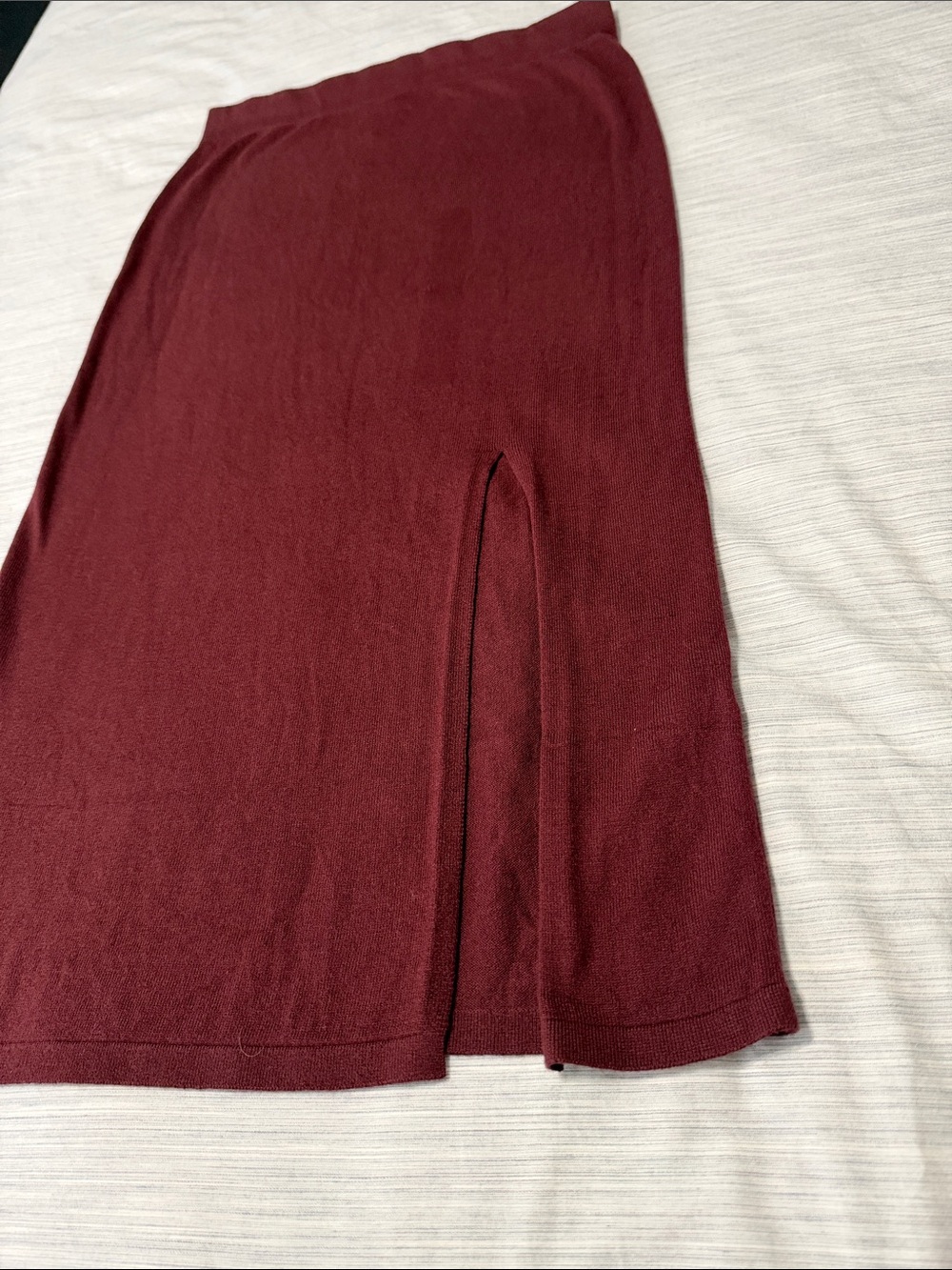 NWT Banana Republic Brown Modal Cotton Blend Knit Midi Skirt Side Slit Sz M - Picture 6 of 8